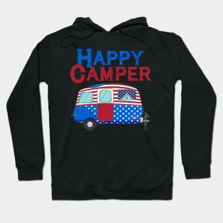 USA Happy Camper US Flag Patriotic 4th Of July America Crew T-Shirt Hoodie